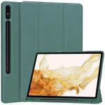 Per Samsung Galaxy Tab S9 + custodia per tablet in pelle Smart TPU a 3 pieghe in puro colore con slot per penna (verde scuro)