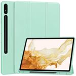 Per Samsung Galaxy Tab S9+ Custodia per tablet in pelle Smart TPU a 3 pieghe in puro colore con slot per penna (verde menta)