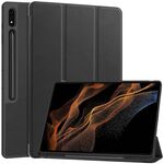 Per Samsung Galaxy Tab S9 Ultra 3-Fold Custodia per tablet in pelle TPU a colori puri con slot per penna (nero)