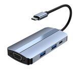 BYL-2106 Adattatore HUB per docking station da USB-C / tipo C a USB 7 in 1 (argento)