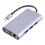 BYL-2111 Adattatore HUB per docking station da USB-C / tipo C a USB 7 in 1 (argento)