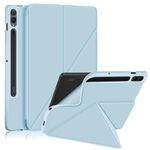 Per Samsung Galaxy Tab S9 Custodia per tablet multi-pieghevole orizzontale in pelle con struttura in tessuto (blu cielo)