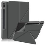 Per Samsung Galaxy Tab S9+ Custodia per tablet in pelle multi-pieghevole con struttura in tessuto (grigio)