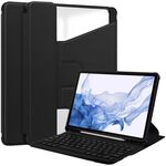 Custodia in pelle trasparente per Samsung Galaxy Tab S9 360 rotazione intelligente con tastiera (nero)