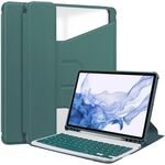 Custodia in pelle trasparente per Samsung Galaxy Tab S9 360 rotazione intelligente con tastiera (verde scuro)