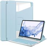 Custodia in pelle trasparente per Samsung Galaxy Tab S9 360 rotazione intelligente con tastiera (cielo blu)