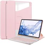 Custodia in pelle trasparente per Samsung Galaxy Tab S9 360 rotazione intelligente con tastiera (rosa)