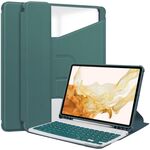 Custodia in pelle trasparente per Samsung Galaxy Tab S9+ 360 rotazione intelligente con tastiera (verde scuro)