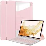 Custodia in pelle trasparente per Samsung Galaxy Tab S9+ 360 rotazione intelligente con tastiera (rosa)