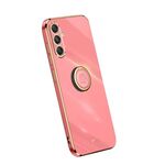 Per Samsung Galaxy S23 FE 5G XINLI custodia per telefono in TPU elettrolitico con bordo dritto 6D con supporto ad anello (Hawthrn Red)