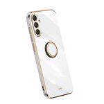 Per Samsung Galaxy S23 FE 5G XINLI custodia per telefono in TPU elettrolitico con bordo dritto 6D con supporto per anello (bianco)