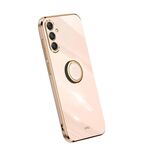Per Samsung Galaxy S23 FE 5G XINLI custodia per telefono in TPU elettrolitico con bordo dritto 6D con supporto ad anello (rosa)