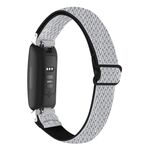 Per Fitbit Inspire 3 cinturino in nylon intrecciato con fibbia Wave (bianco nero)