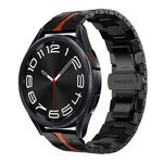 Per Samsung Galaxy Watch 6/6 Cinturino classico in acciaio inossidabile in metallo (nero rosso)