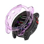Custodia protettiva per orologio in TPU semi-pacchetto per Garmin Fenix 7S Pro (viola trasparente)