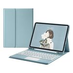 Per Samsung Galaxy Tab S8+ / S7 FE / S7+ Custodia in pelle con tastiera Bluetooth con cappuccio rotondo con slot per penna e touchpad (blu)