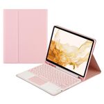 Per Samsung Galaxy Tab S8+ / S7 FE / S7+ Custodia in pelle con tastiera Bluetooth con cappuccio tondo con slot per penna e touchpad (rosa)