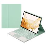 Per Samsung Galaxy Tab S8+ / S7 FE / S7+ Custodia in pelle con tastiera Bluetooth con cappuccio tondo con slot per penna e touchpad (verde)