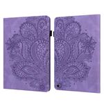 Custodia per tablet in pelle con motivo in rilievo pavone per tablet Google Pixel (viola)