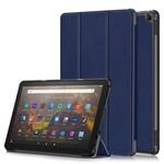 Per Amazon Fire HD 10 2023 Custer Pure Color 3-Fold Holder Custodia per tablet in pelle intelligente (blu scuro)
