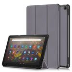 Per Amazon Fire HD 10 2023 Custer Pure Color 3-Fold Holder Custodia per tablet in pelle intelligente (grigio)