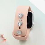 Fibbia decorativa con diamanti con cinturino in silicone per orologio da 3 pezzi, stile: un cuore di diamanti
