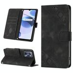 Per Realme C35 Custodia per telefono in pelle goffrata effetto pelle (nera)