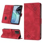 Custodia per cellulare in pelle goffrata per Motorola Moto G72 (rossa)