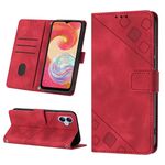 Per Samsung Galaxy A04e / F04 / M04 Custodia in pelle goffrata effetto pelle (rosso)