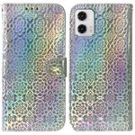 Per Motorola Moto G73 Custodia per telefono in pelle con fibbia magnetica colorata (argento)