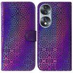 Custodia per telefono in pelle con fibbia magnetica colorata per Honor 70 (viola)