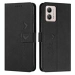 Per Motorola Moto G73 Skin Feel Custodia per telefono in pelle goffrata con cuore (nero)