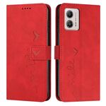 Custodia per telefono in pelle goffrata con cuore in pelle per Motorola Moto G73 (rosso)