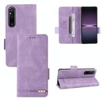 Custodia per cellulare in pelle con chiusura magnetica per Sony Xperia 1 V (viola)