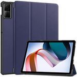 Custodia per tablet in pelle con supporto a 3 pieghe in puro colore per Xiaomi Redmi Pad SE Custer (blu scuro)
