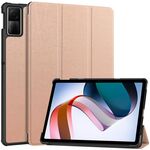 Custodia per tablet in pelle con supporto a 3 pieghe in puro colore per Xiaomi Redmi Pad SE Custer (oro rosa)