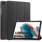 Per Samsung Galaxy Tab A9 Custer custodia per tablet in pelle con supporto a 3 pieghe in puro colore (nero)