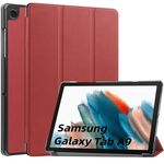 Per Samsung Galaxy Tab A9 Custer custodia per tablet in pelle con supporto a 3 pieghe in puro colore (rosso)