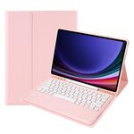 A810B per Samsung Galaxy Tab S9+ Custodia per tablet in pelle con tastiera Bluetooth rimovibile (rosa)
