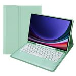 A810B per Samsung Galaxy Tab S9+ Custodia per tablet in pelle con tastiera Bluetooth rimovibile (verde menta)