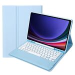 A810B per Samsung Galaxy Tab S9+ Custodia per tablet in pelle con tastiera Bluetooth staccabile (cielo blu)