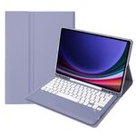 A810B per Samsung Galaxy Tab S9+ Custodia per tablet in pelle con tastiera Bluetooth rimovibile (viola)