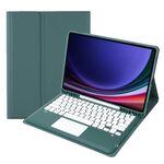 A810B-A Per Samsung Galaxy Tab S9+ Touch Pad Custodia per tablet in pelle con tastiera Bluetooth staccabile (verde scuro)