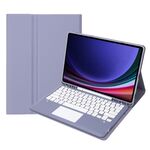 A810B-A Custodia per tablet in pelle con tastiera Bluetooth rimovibile per Samsung Galaxy Tab S9+ Touch Pad (viola)