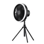 DQ216 10000mAh Outdoor Portatile Sollevabile Testa Girevole Tenda da Campeggio Ventilatore Appeso Luce Colorata Verticale con Telecomando (Nero)
