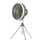 DQ216 10000mAh Outdoor Portatile Sollevabile Testa Girevole Tenda da Campeggio Ventilatore Appeso Luce Colorata Verticale con Telecomando (Verde Avocado)