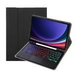 Custodia per tablet in pelle con retroilluminazione touch color caramella per Samsung Galaxy Tab S9 con portapenne (nero)