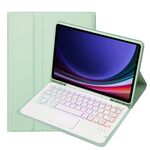 Custodia per tablet in pelle con tastiera Bluetooth retroilluminata touch color caramella per Samsung Galaxy Tab S9 con portapenne (verde chiaro)