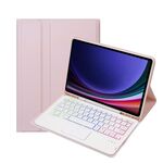 Custodia per tablet in pelle con retroilluminazione touch color caramella per Samsung Galaxy Tab S9 con portapenne (rosa)