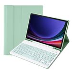 Per Samsung Galaxy Tab S9 A710B Custodia per tablet in pelle con tastiera Bluetooth color caramella TPU con portapenne (verde chiaro)